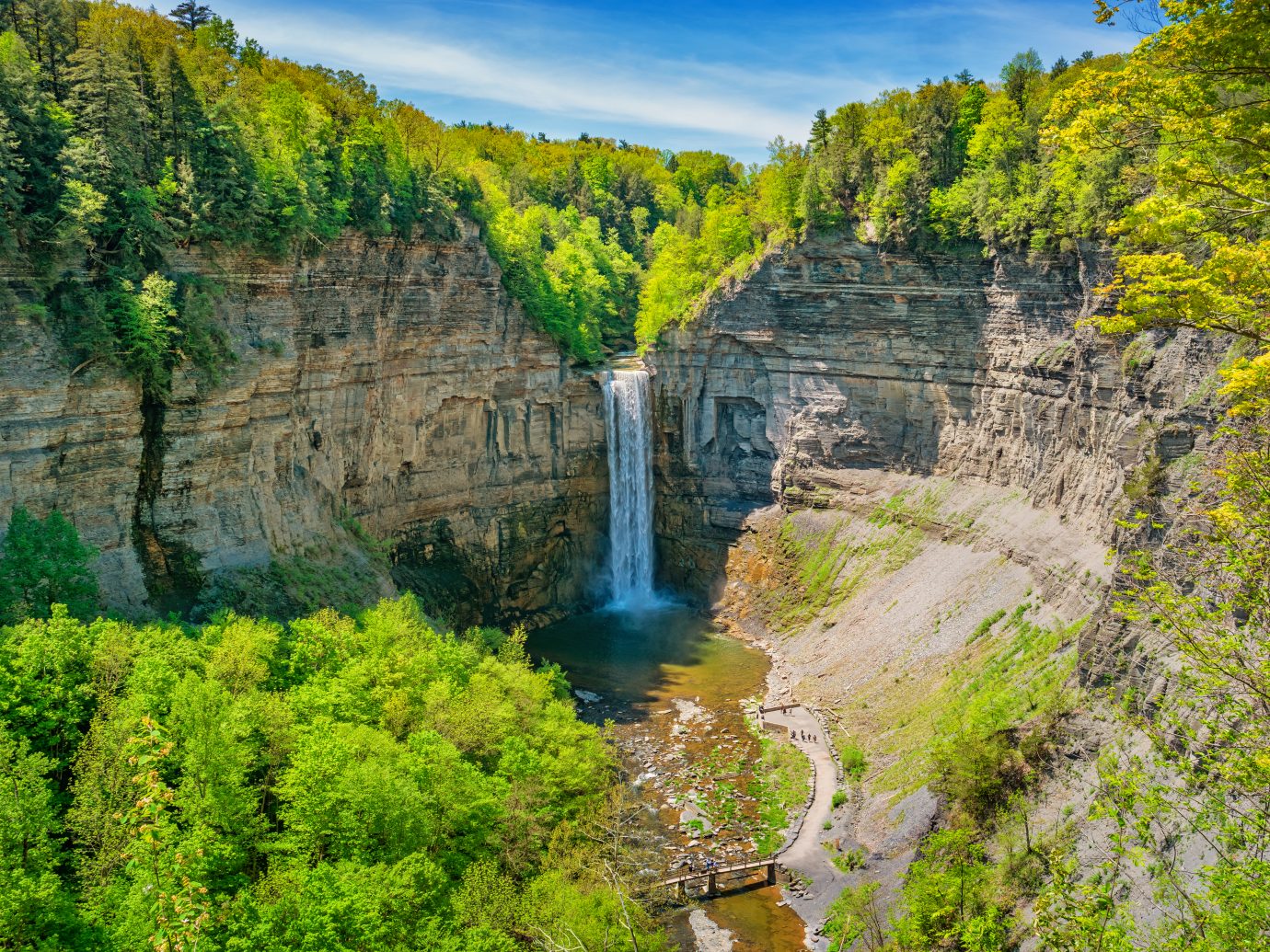 Taughannock Falls State Park near Ithaca New York, USA on a sunny day.