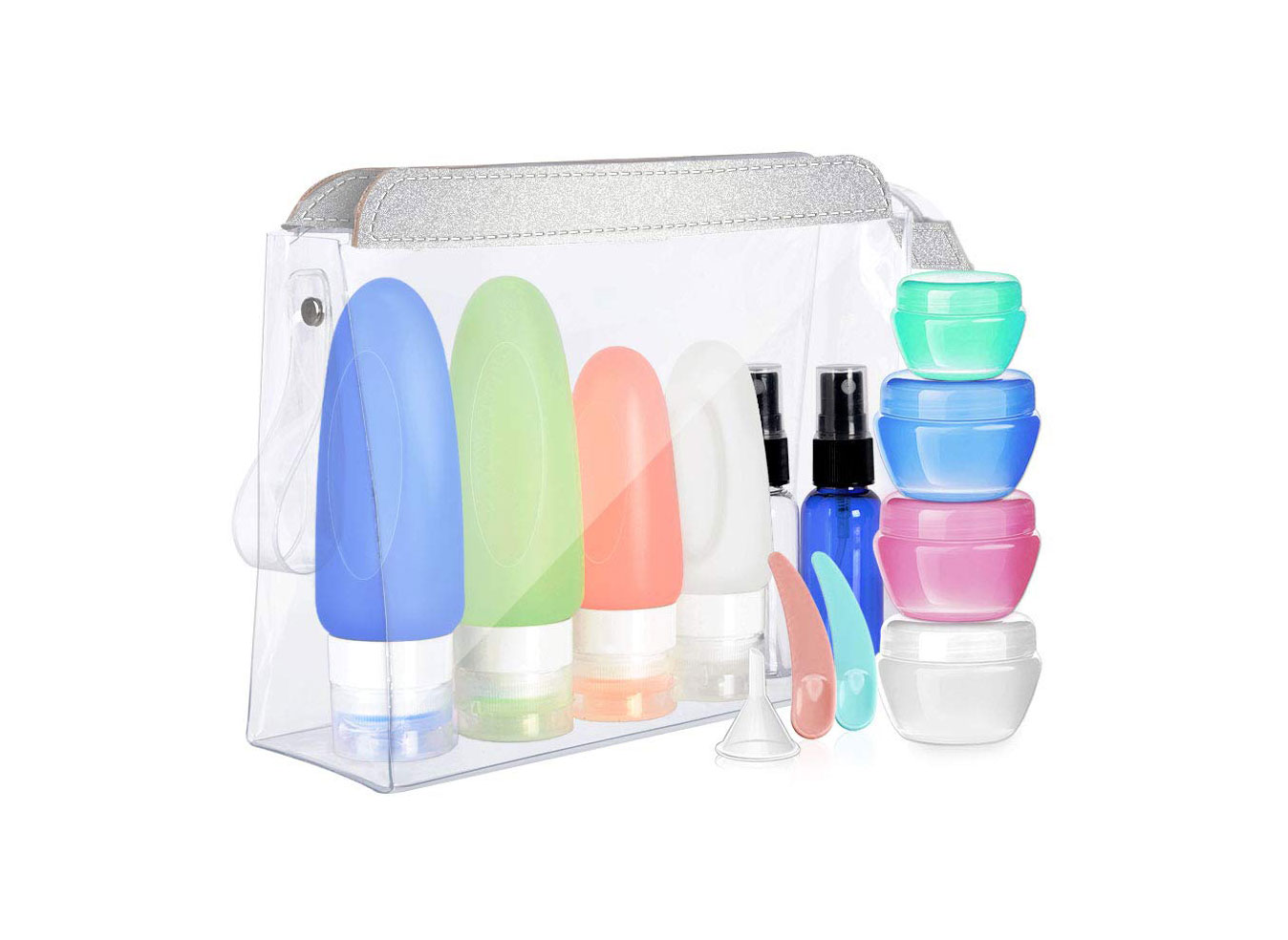 Cehomi Clear Toiletry Bag with Refillable Travel Containers