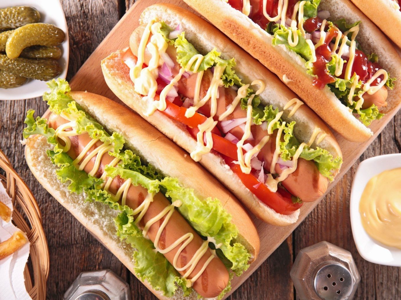 Food + Drink Dog hot snack food sandwich food dish bánh mì submarine sandwich hot dog couple meat produce lunch toppings