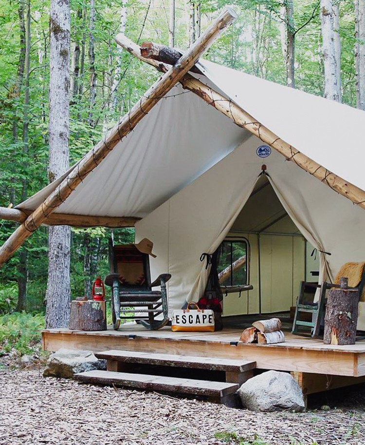 Glamping Luxury Travel Trip Ideas tent hut camping camp log cabin