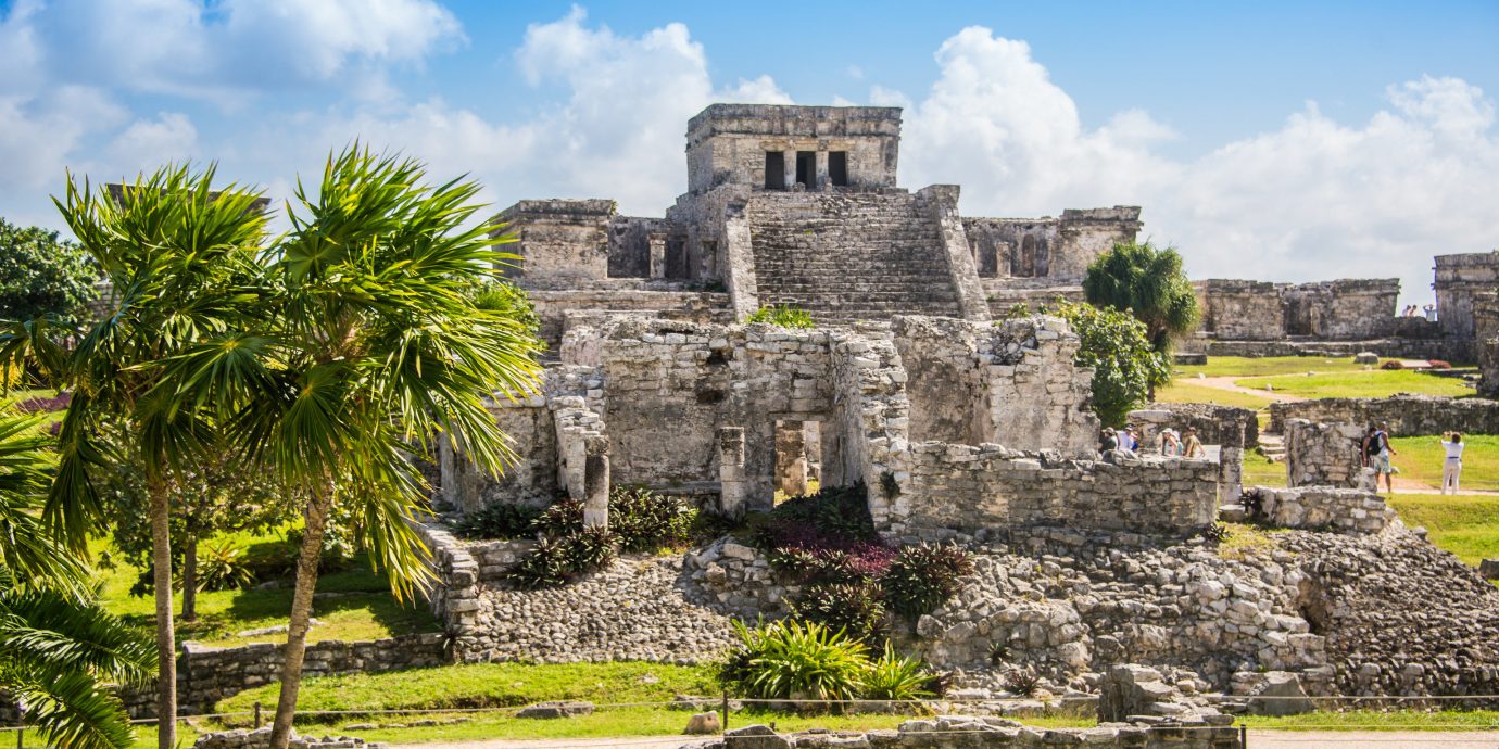 Influencers + Tastemakers Mexico Style + Design Travel Shop Travel Tips Trip Ideas Weekend Getaways grass sky outdoor Ruins archaeological site building estate vacation tourism ancient history maya civilization rural area castle Village palace Garden château stone travel mansion pasture