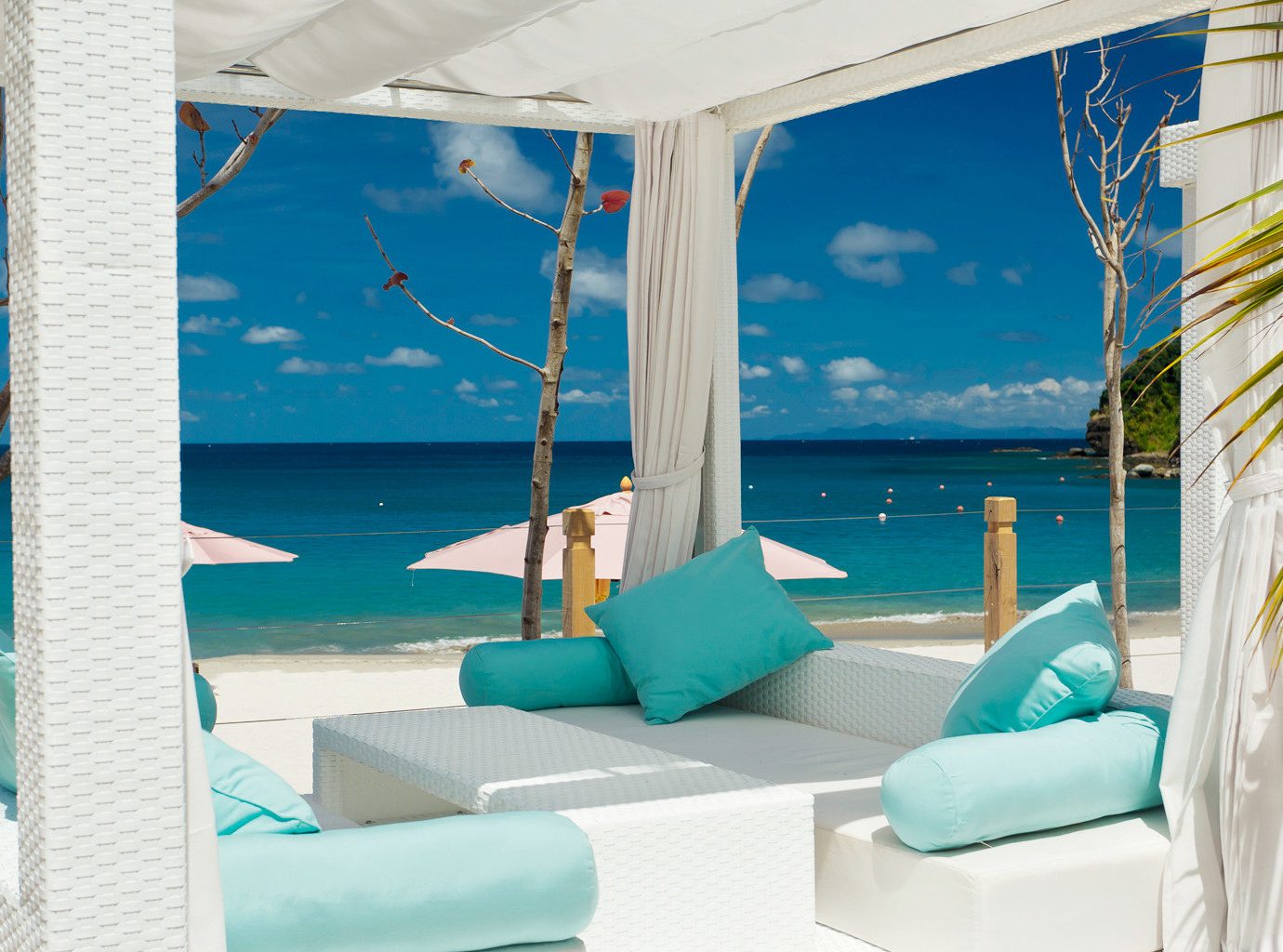Hotels blue room chair swimming pool caribbean vacation Resort interior design estate Villa apartment furniture several