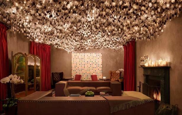 Hotels NYC indoor room bed interior design living room lighting decorated furniture Bedroom
