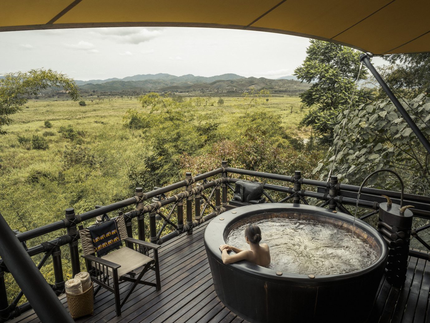 Private hot tub at Four Seasons Tented Camp Golden Triangle, Thailand
