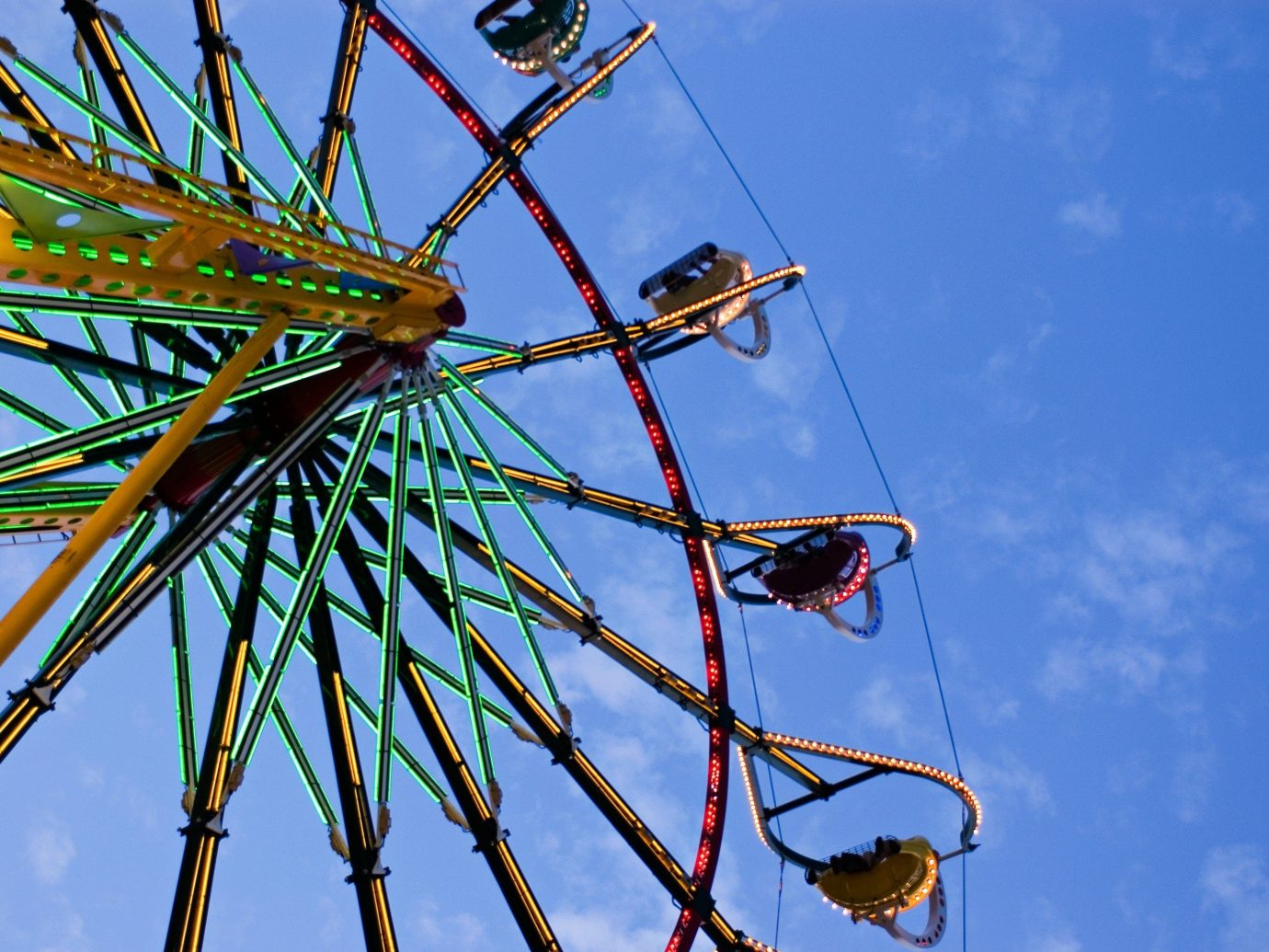 Offbeat sky outdoor blue ferris wheel tree ride plant outdoor object arecales flower mast amusement park roller coaster