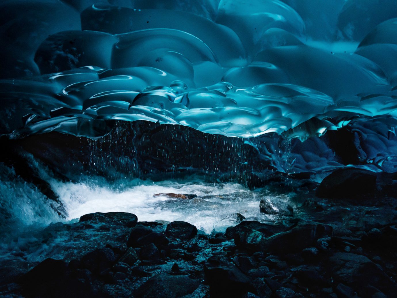 blue calm Design glaciers ice ice cave majestic Nature remote Scenic views serene Trip Ideas landform Waterfall geological phenomenon cave wave computer wallpaper formation