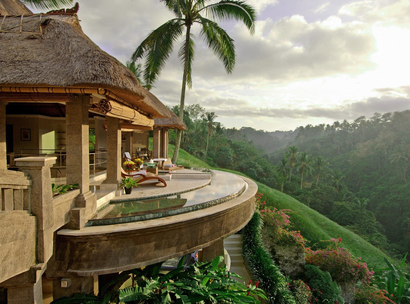 Elegant Hotels Luxury Pool Tropical outdoor estate vacation Resort Jungle mansion stone