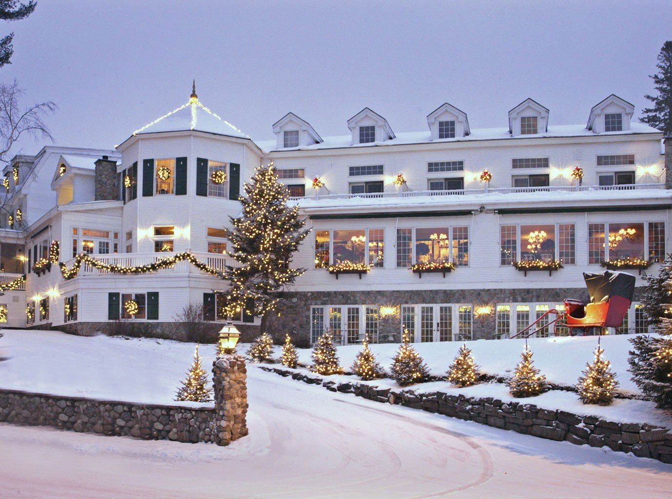 Trip Ideas sky outdoor snow Winter house estate home palace Resort Christmas ice rink