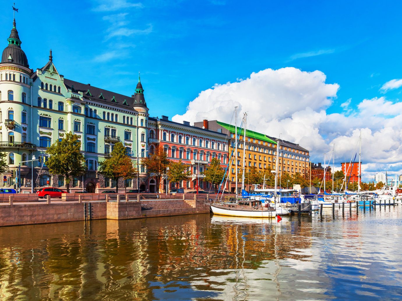 Finland Trip Ideas sky water outdoor scene Town landmark cityscape tourism waterway vacation reflection Harbor River Canal Resort palace dock marina