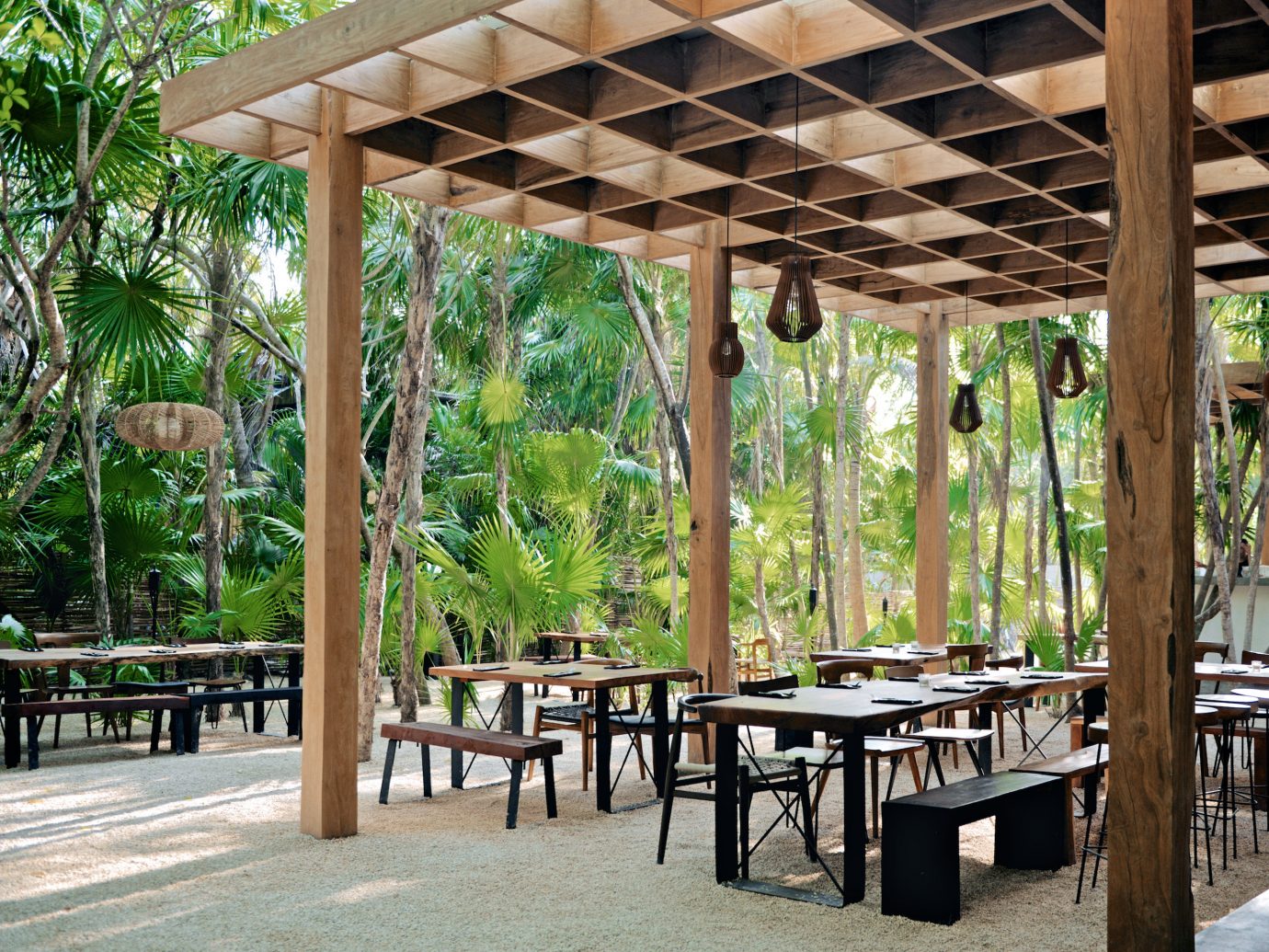City Mexico Trip Ideas Tulum plant tree Resort outdoor structure pavilion table pergola Patio leisure arecales gazebo