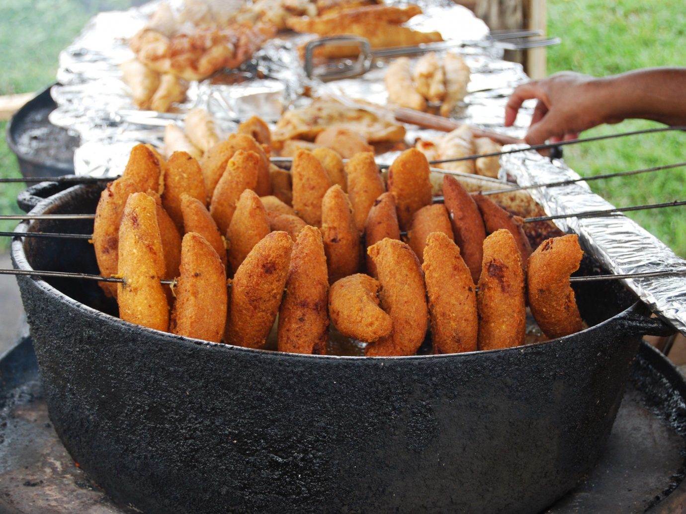Food + Drink food outdoor dish grilling produce cuisine vegetable fish fruit meat Seafood cooking snack food fried food french fries side dish fresh grill