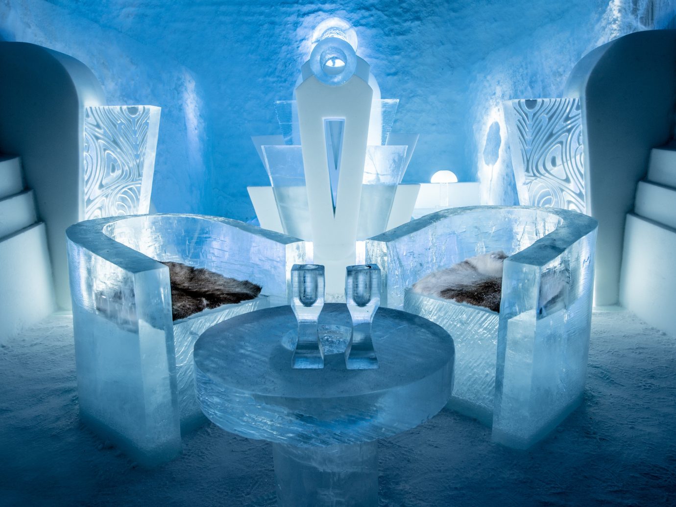Boutique Hotels Sweden Winter blue water ice hotel ice arctic computer wallpaper world symmetry