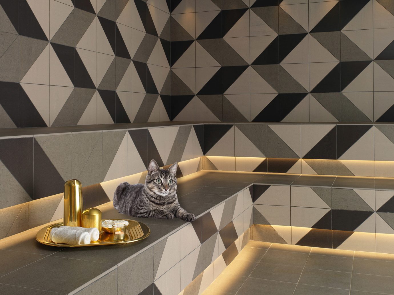 Hotels room tile floor wall flooring Design ceiling daylighting bathroom interior design tiled shape pattern symmetry wallpaper