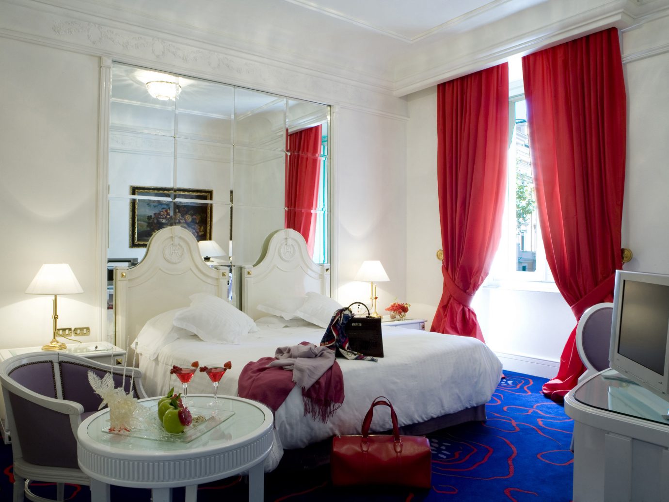 Boutique Hotels Italy Luxury Travel Romantic Hotels Rome indoor wall room floor Living property curtain Suite interior design red furniture Bedroom living room estate apartment cottage decorated flat cluttered several