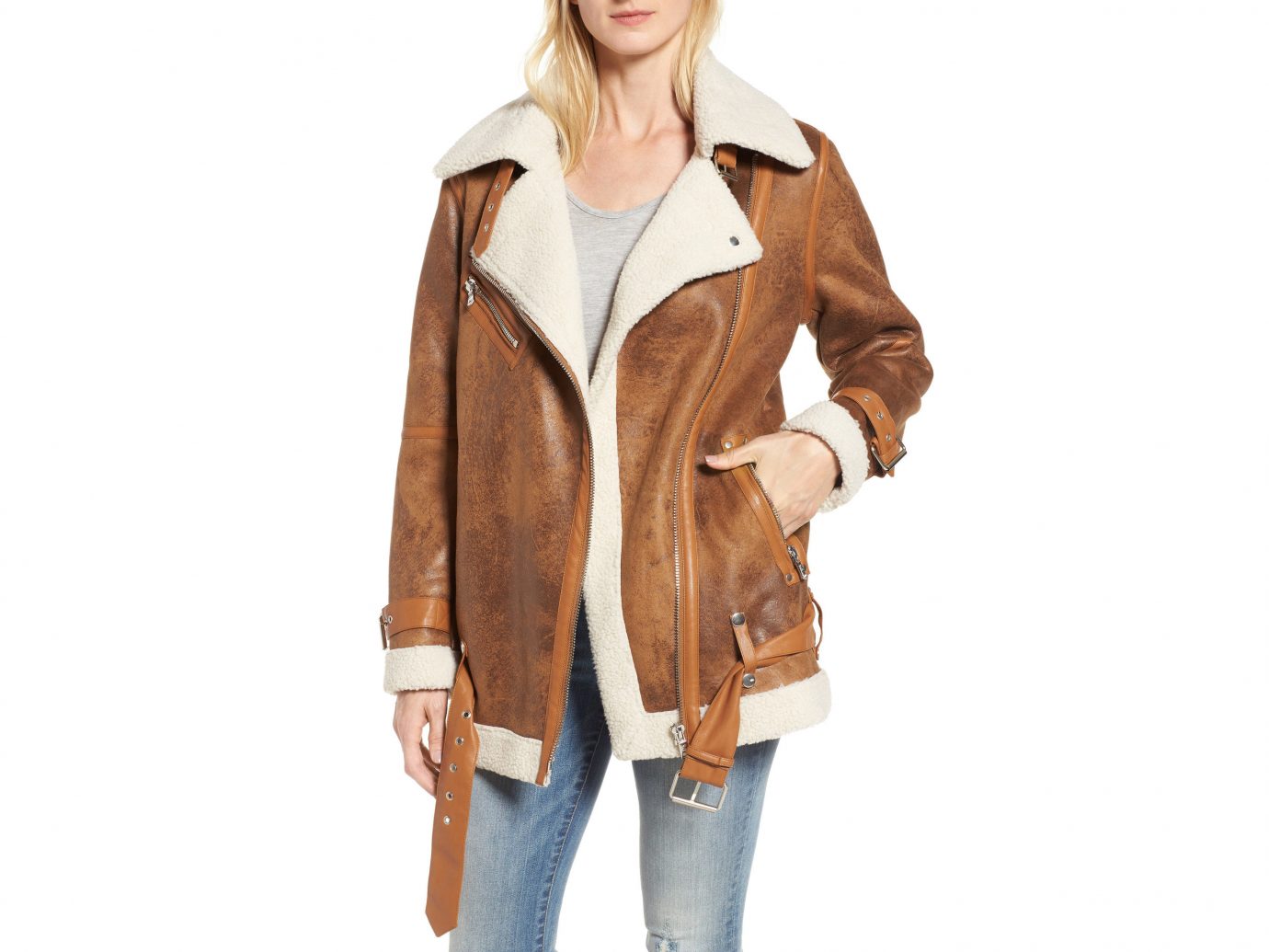 Fall Travel Style + Design Travel Shop Weekend Getaways person clothing coat jacket wearing fashion model leather jacket leather overcoat fur posing dressed