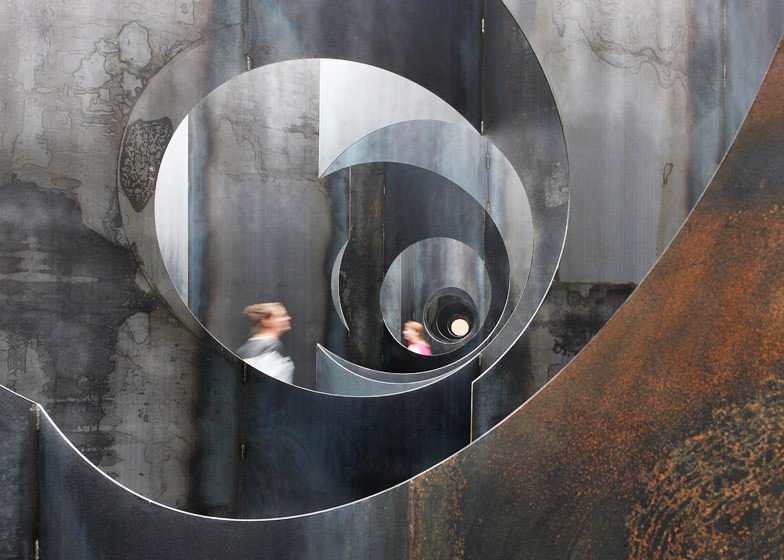 Arts + Culture indoor wall Architecture art reflection metal steel
