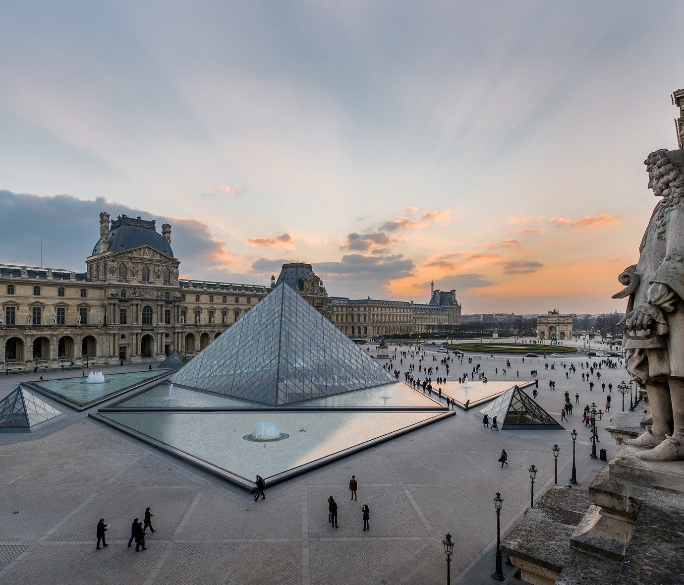 Exterior of Musee du Louvre in Paris France