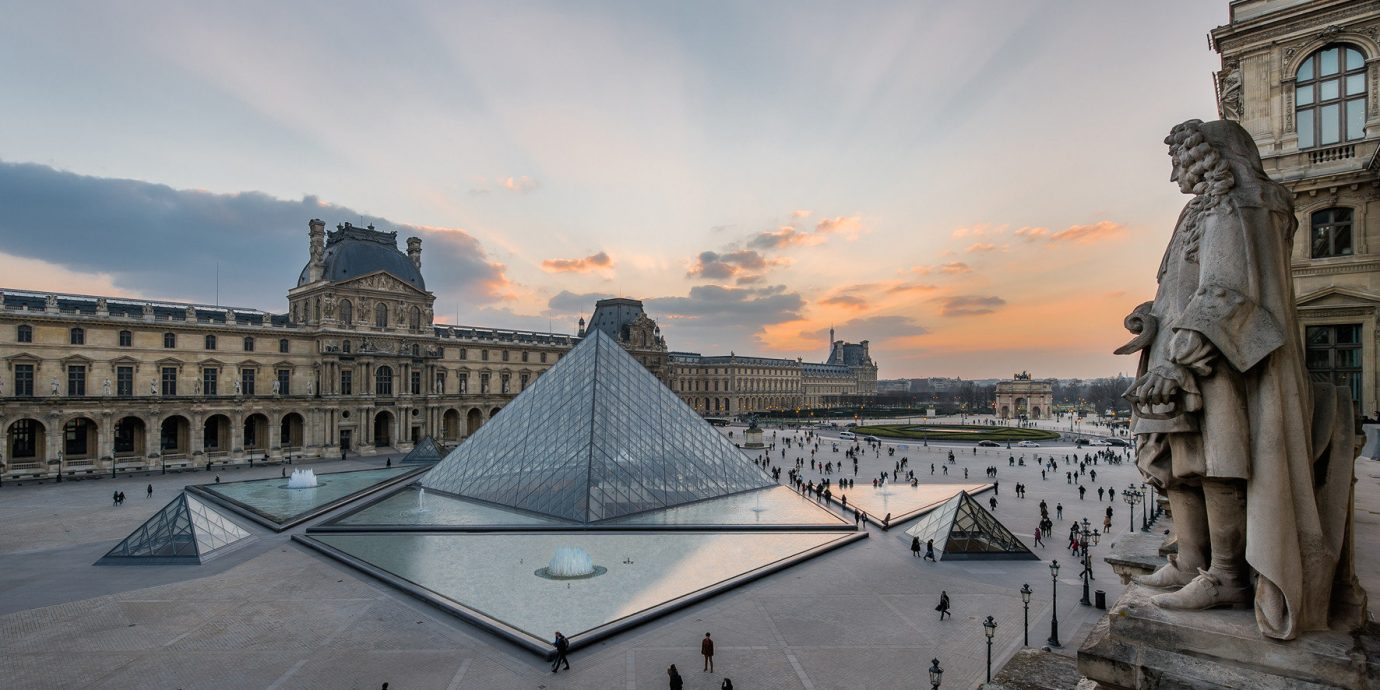 Exterior of Musee du Louvre in Paris France