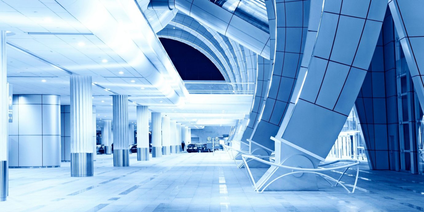 Travel Tips indoor blue Architecture facade headquarters interior design symmetry