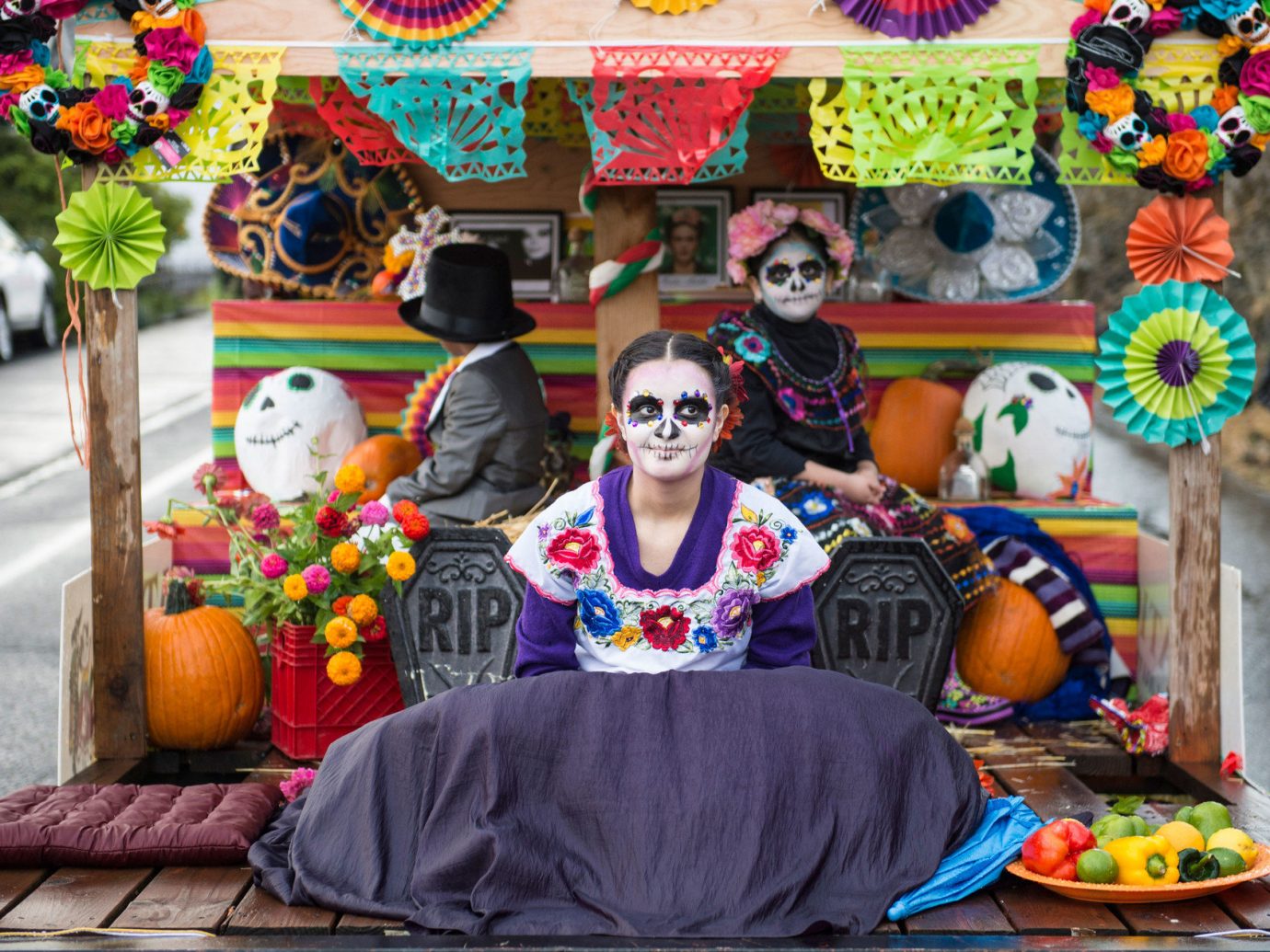 Arts + Culture colorful costume Cultural culture day of the dead dia de los muertos festival festive fun halloween holiday parade people tradition traditional Trip Ideas color carnival event colored decorated