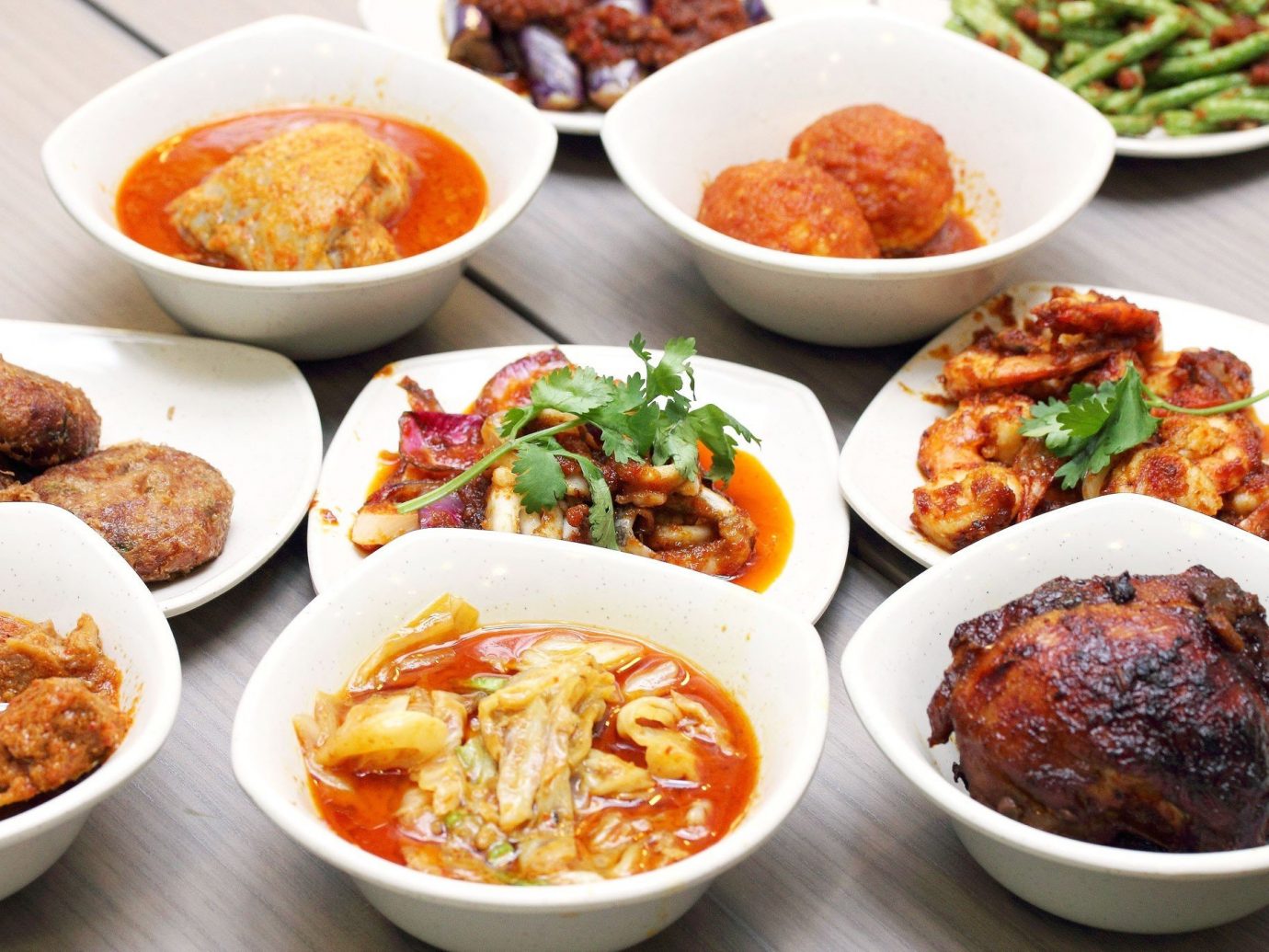 Food + Drink food plate table bowl dish different cuisine meal asian food several many lunch banchan chinese food southeast asian food side dish meat vegetable various containing