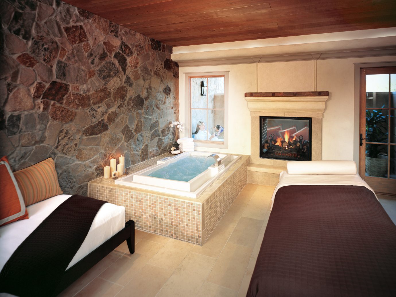 Bath Hotels Luxury Romance Spa Spa Retreats Trip Ideas indoor sofa room wall floor Living ceiling property house Fireplace estate living room home hardwood interior design furniture cottage wood Suite Design real estate stone wood flooring mansion decorated