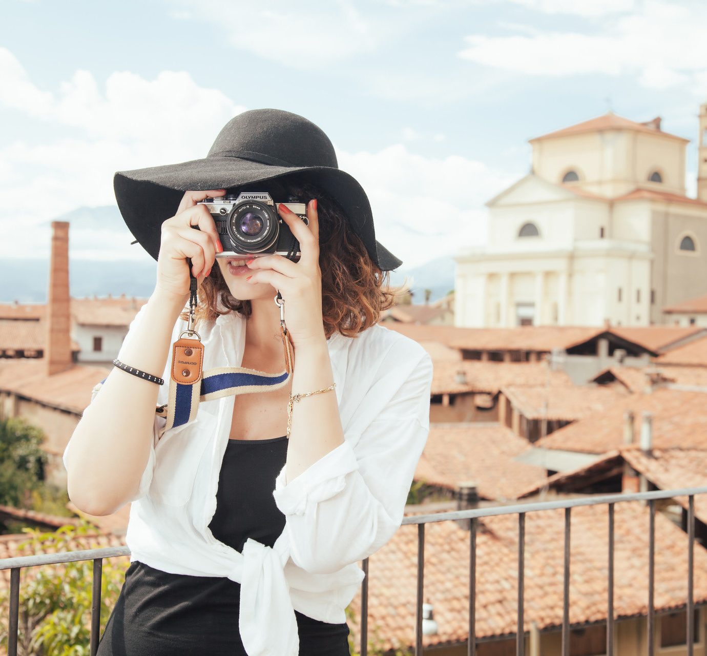 Buildings camera charming City city views europe Ocean ocean view people photography quaint rooftops sun hat tourist Town Travel Tech Travel Tips view viewpoint woman sky outdoor person clothing spring anime