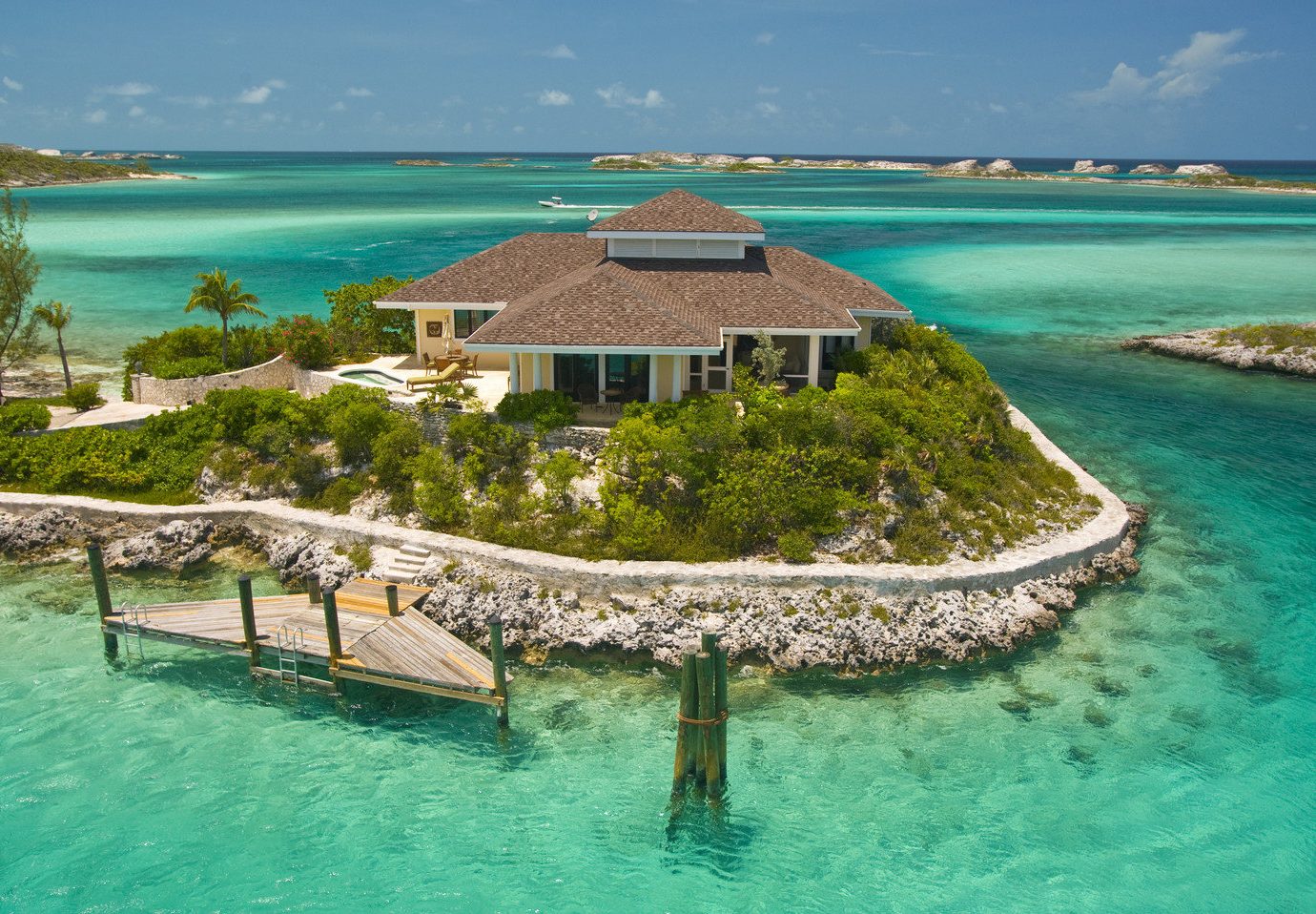 Aerial view of Fowl Cay Resort