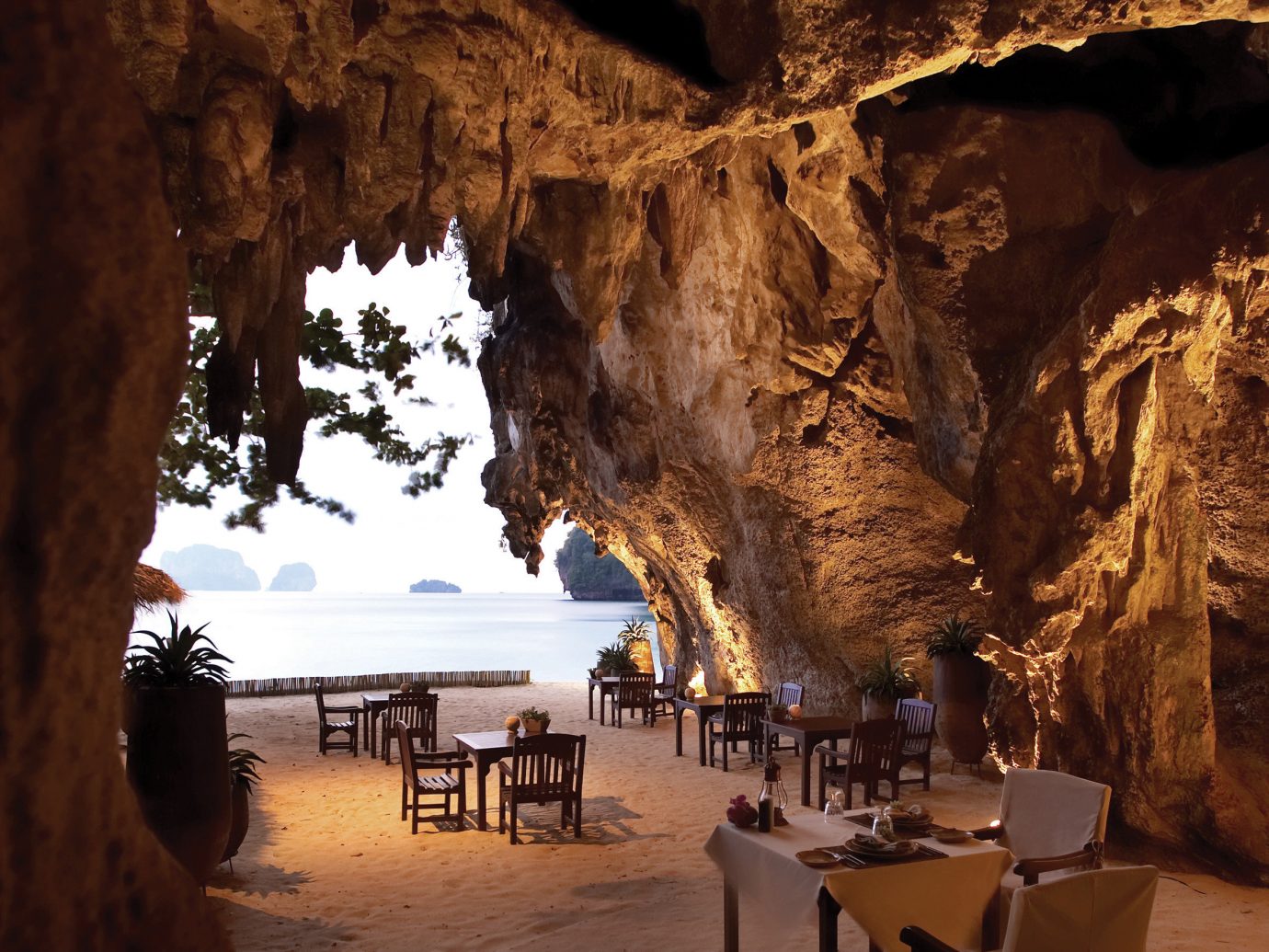 Bar Dining Drink Eat Elegant Food + Drink Luxury Modern outdoor Nature water cave geographical feature landform Beach rock formation several