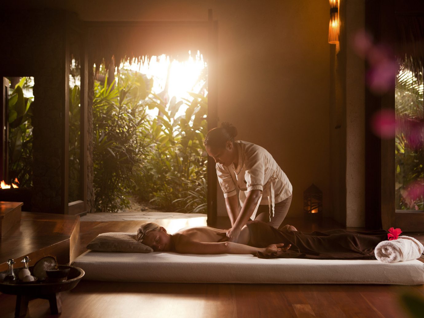 airy calm golden hour Health + Wellness isolation Luxury massage people private quaint relaxation relaxing remote serene Spa Spa Retreats sunlight Sunset Travel Tips Tropical man person interior design lighting living room