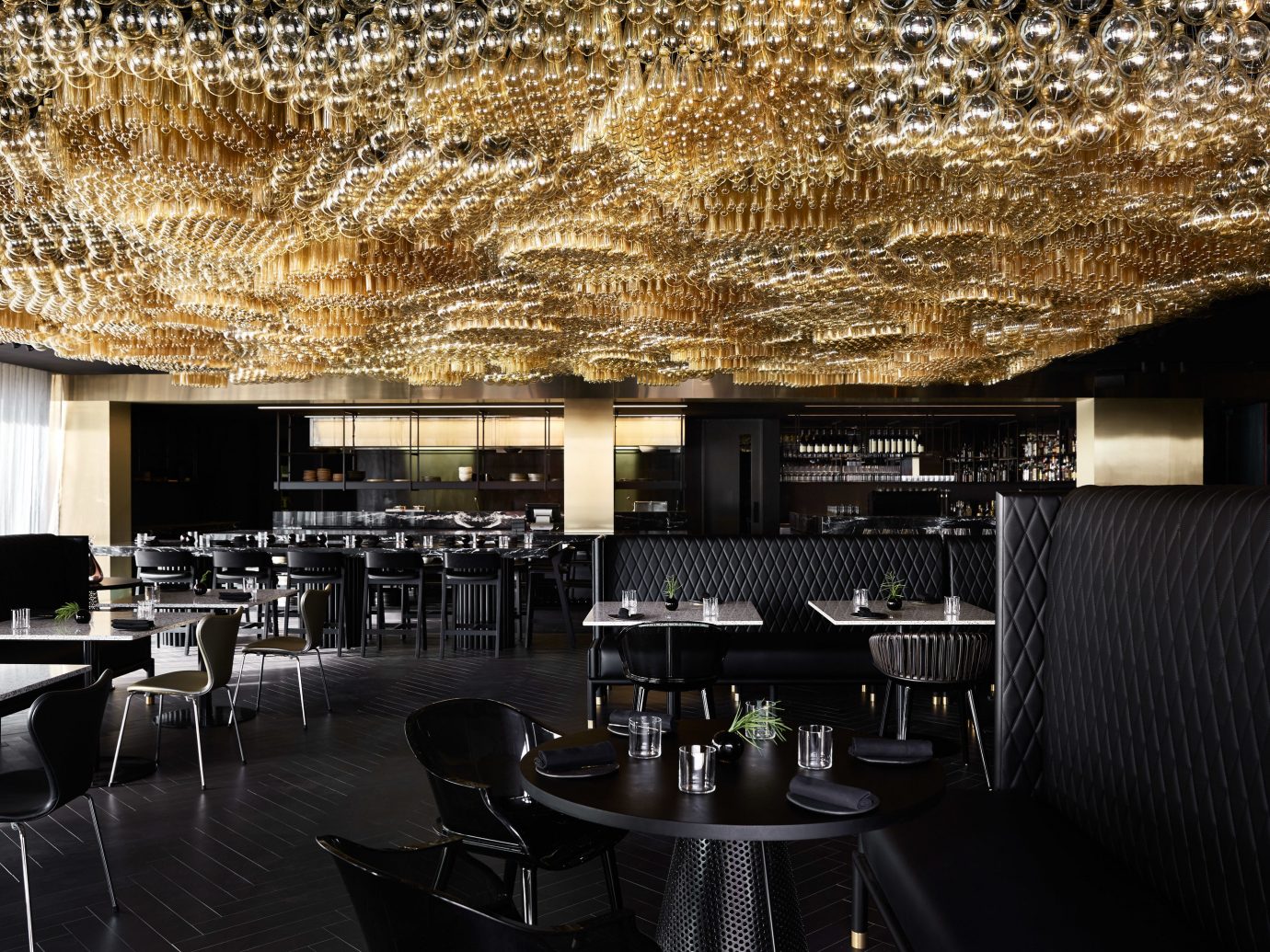 Food + Drink Hotels indoor restaurant interior design ceiling Bar furniture area several dining room