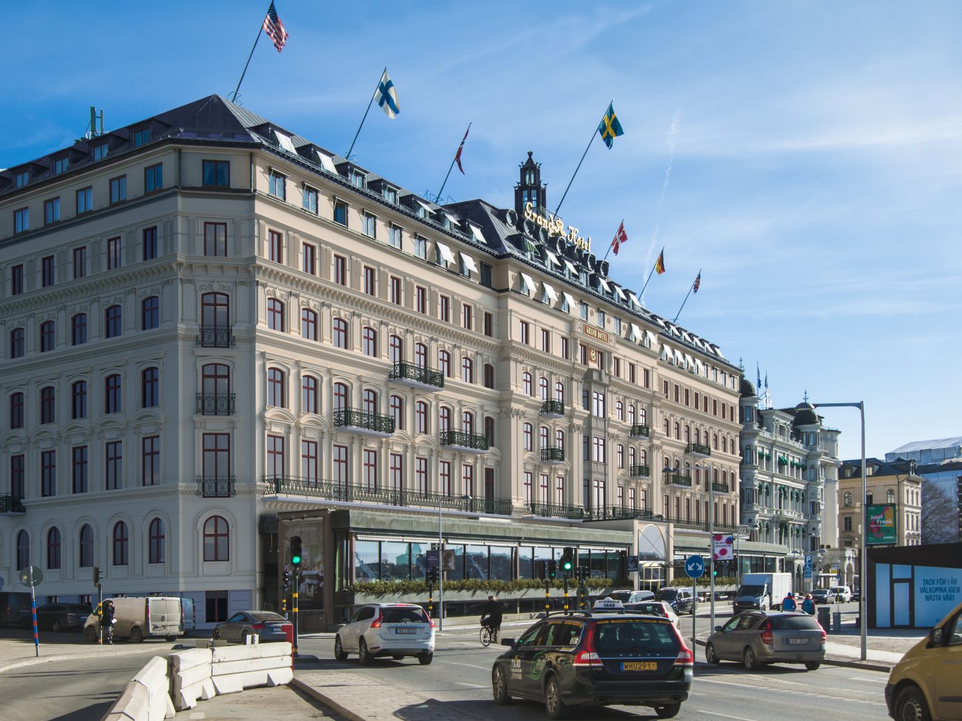 Hotels Stockholm Sweden outdoor building sky road street City landmark Town urban area metropolis metropolitan area Architecture Downtown mixed use plaza neighbourhood daytime house town square facade condominium tower block palace skyscraper classical architecture