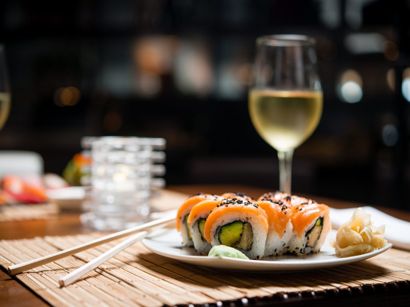 Hotels table food plate wine indoor glass dish meal restaurant cuisine Drink sushi asian food sense brunch close