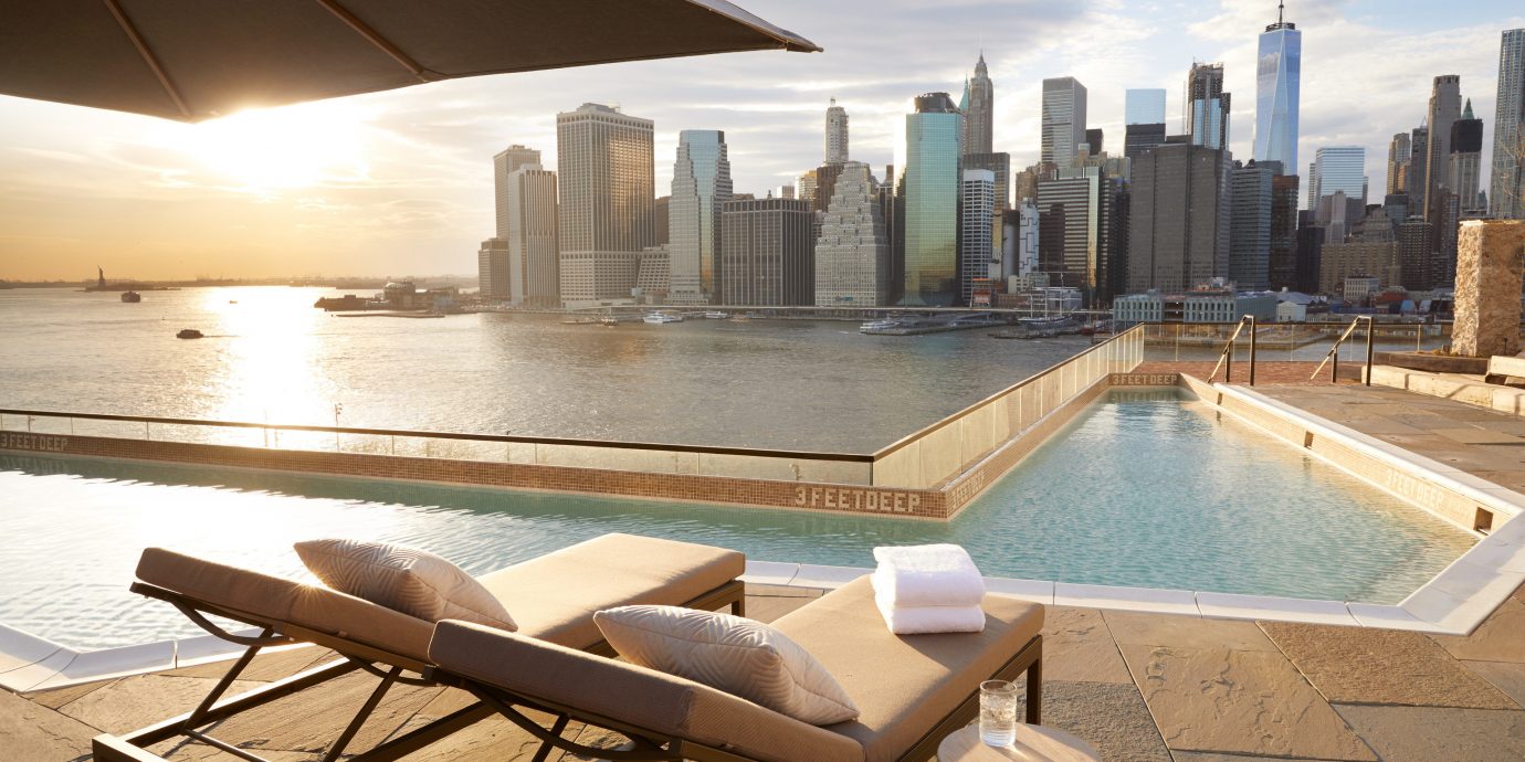 Manhattan Skyline View at 1 Rooftop, 1 Hotel Brooklyn Bridge