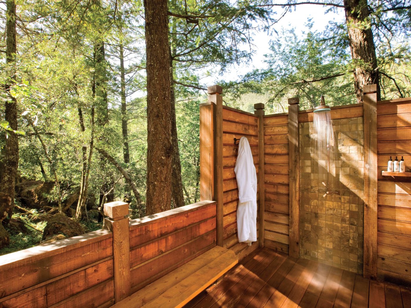 Bath Eco Health + Wellness Hotels Luxury Outdoors Ranch Romance Romantic Rustic Spa Retreats Wellness tree property wood estate backyard home wooden log cabin outdoor structure cottage real estate wooded