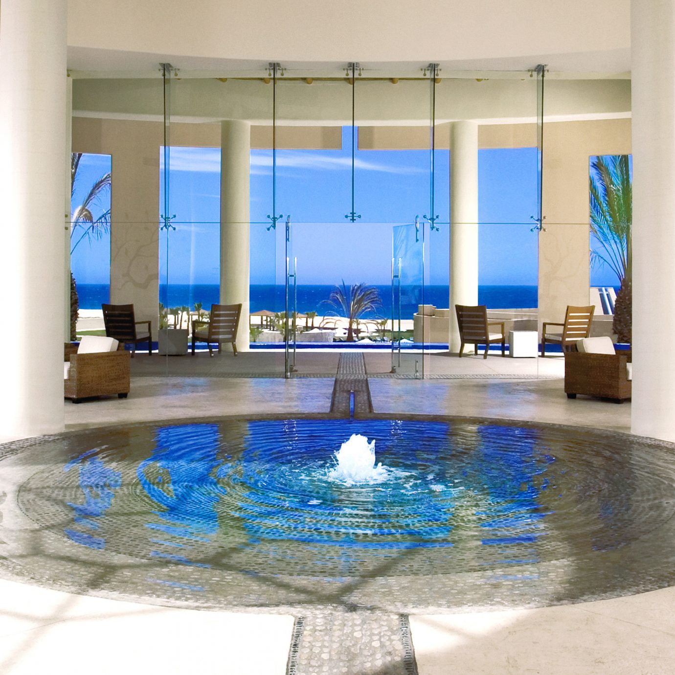 Adult-only All-inclusive Honeymoon Lobby Romance Romantic Scenic views Tropical Waterfront swimming pool property Pool glass modern art flooring Resort