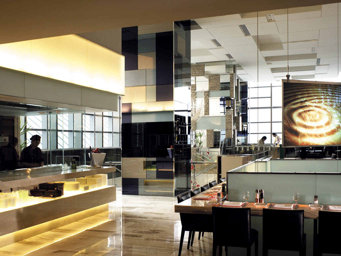 Bar Drink Eat Elegant Modern Kitchen Lobby Architecture lighting condominium professional cabinetry Island
