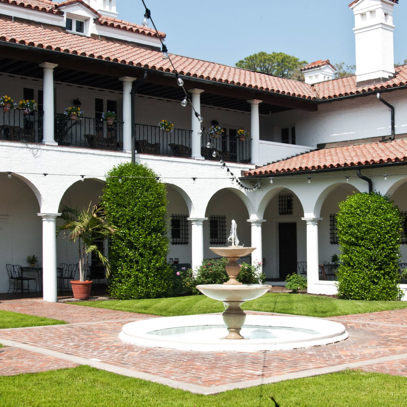Buildings Classic Courtyard Exterior Historic building sky grass house property Architecture old mansion Villa hacienda home palace stone colonnade