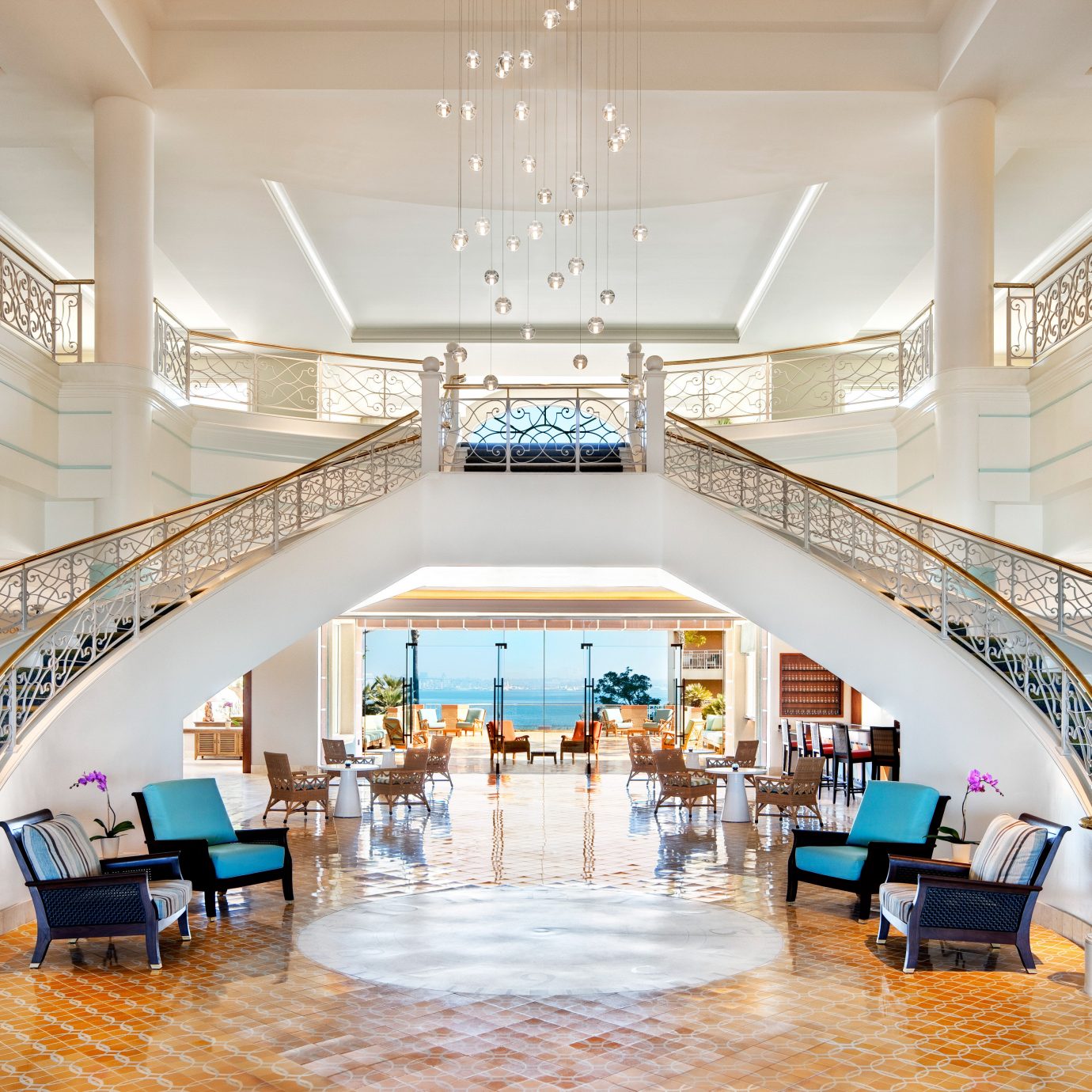 Elegant Lobby Lounge Ocean Scenic views Terrace Waterfront function hall aisle Architecture counter convention center auditorium ballroom