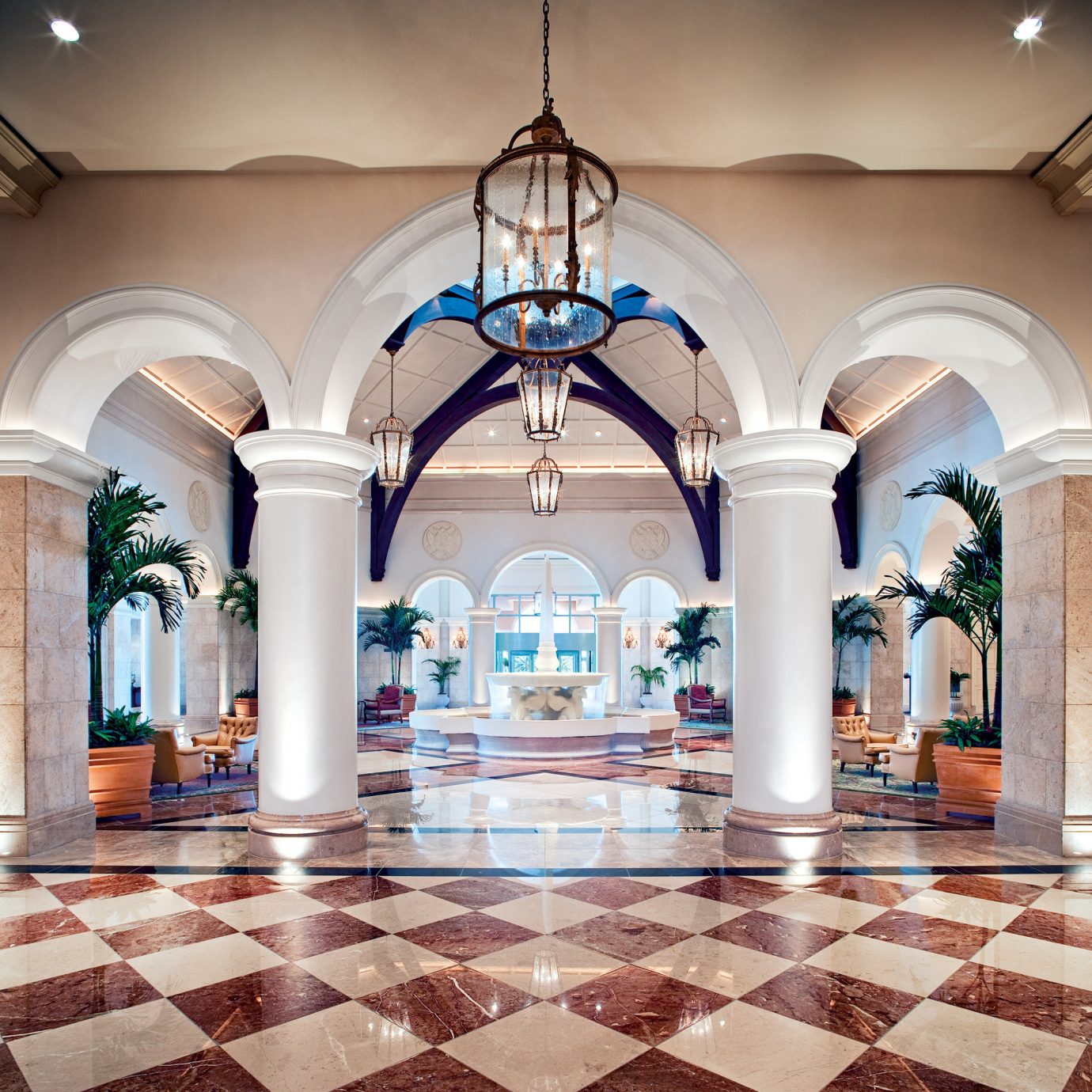 Lobby Architecture mansion arch column palace ballroom tile tiled colonnade