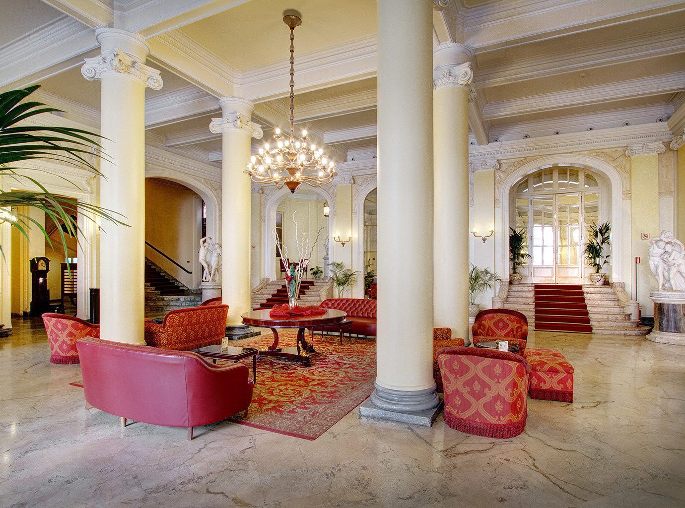 Architecture Lobby Lounge Resort property red building palace mansion aisle home hall ballroom living room hacienda flooring