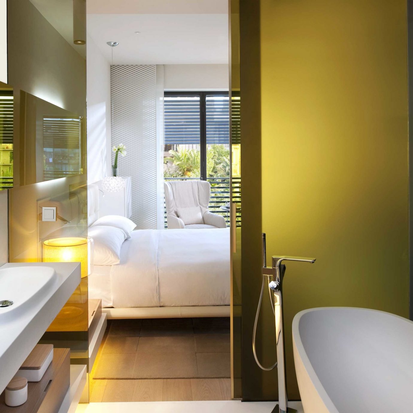 Balcony Bath Bedroom Luxury Modern Resort bathroom property sink Suite condominium bathtub home