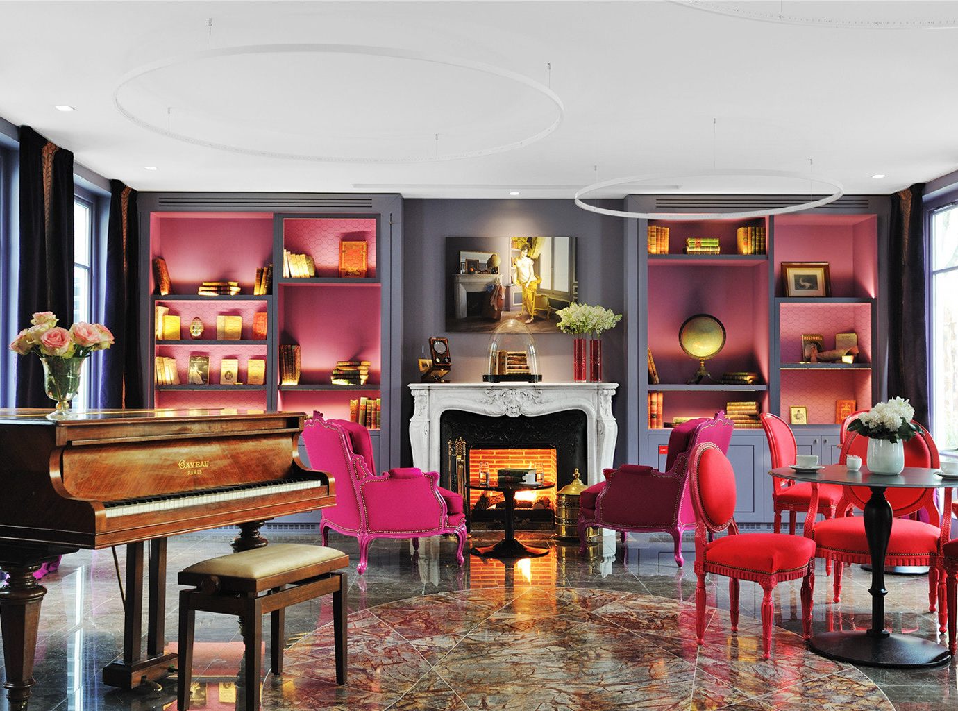 Fireplace Hip Lounge Luxury Modern recreation room restaurant Bar living room
