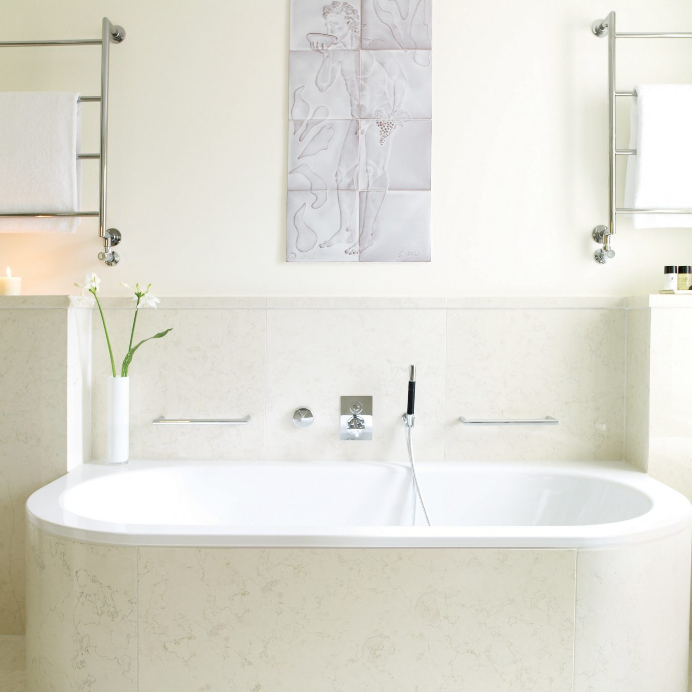 bathroom white vessel bathtub plumbing fixture bidet toilet sink bathroom cabinet tub flooring Bath tile water basin tiled