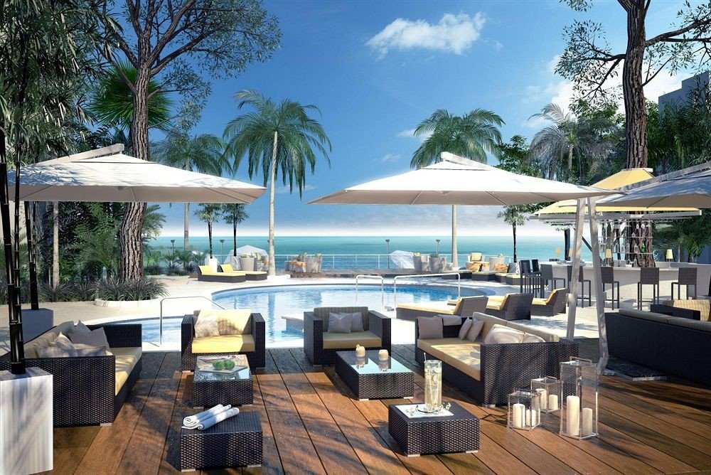Beachfront Dining Drink Eat Hip tree chair property Resort restaurant Villa condominium eco hotel Deck set