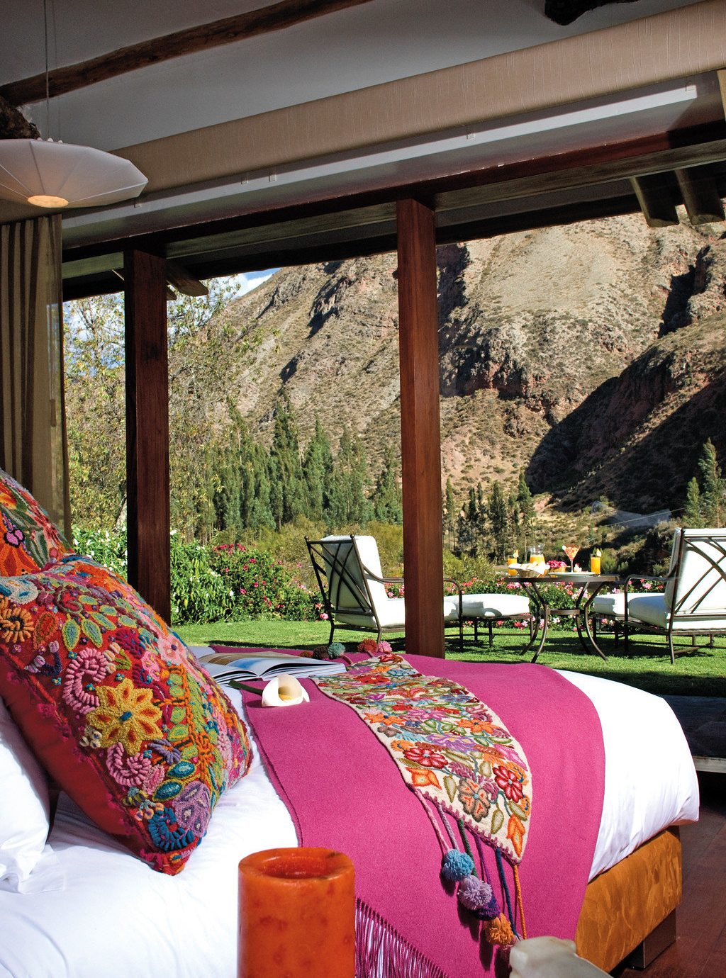Bedroom Luxury Mountains Patio Scenic views Suite home porch cottage living room flower backyard
