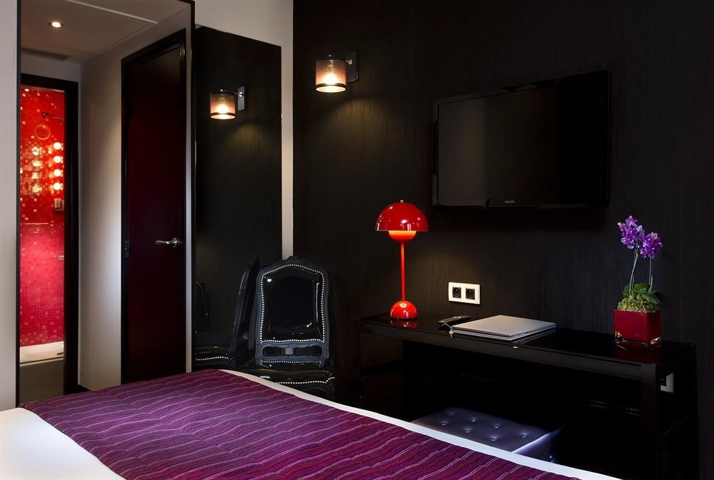 red property Suite black purple living room dark Bedroom