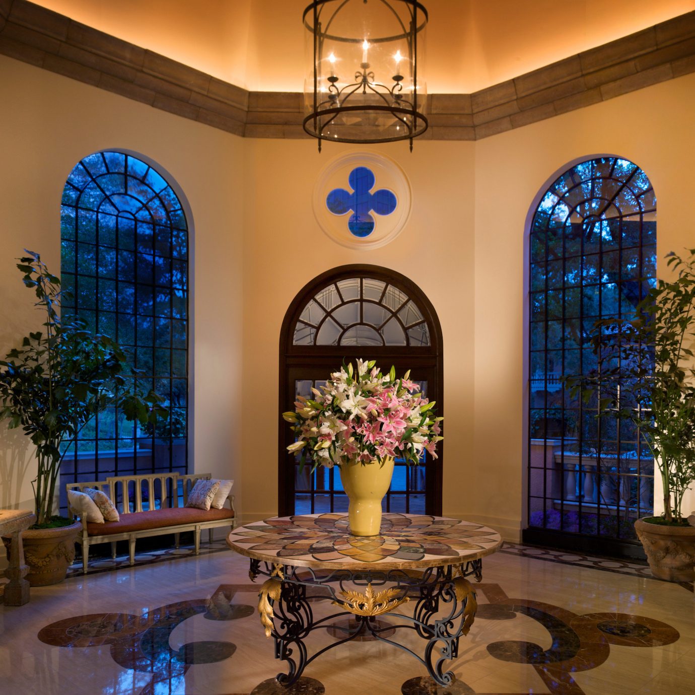 Boutique Elegant Romantic Lobby mansion home living room chapel colorful