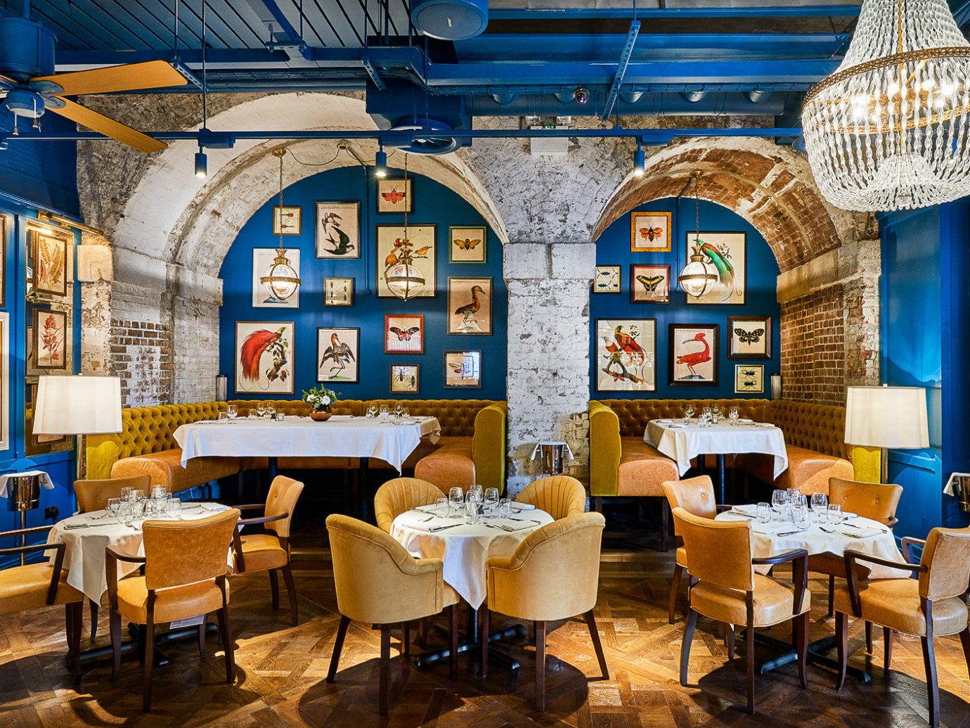 Food + Drink London floor indoor chair interior design restaurant furniture blue