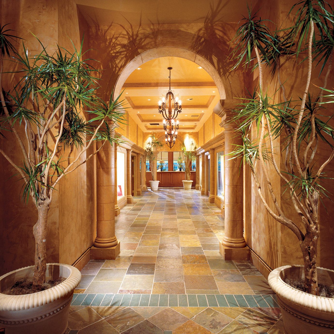 Lobby plant home mansion Courtyard palace hacienda living room arch stone